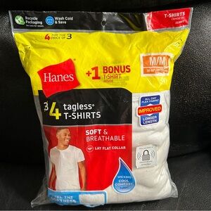 Hanes White Tagless T-Shirts 4 Pack